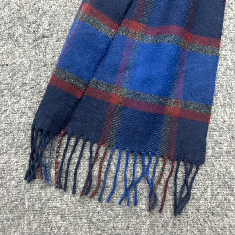 100% Cashmere Scarf Tartan Hand Tailored Neck Scarf Fringe Rectangle Plaid